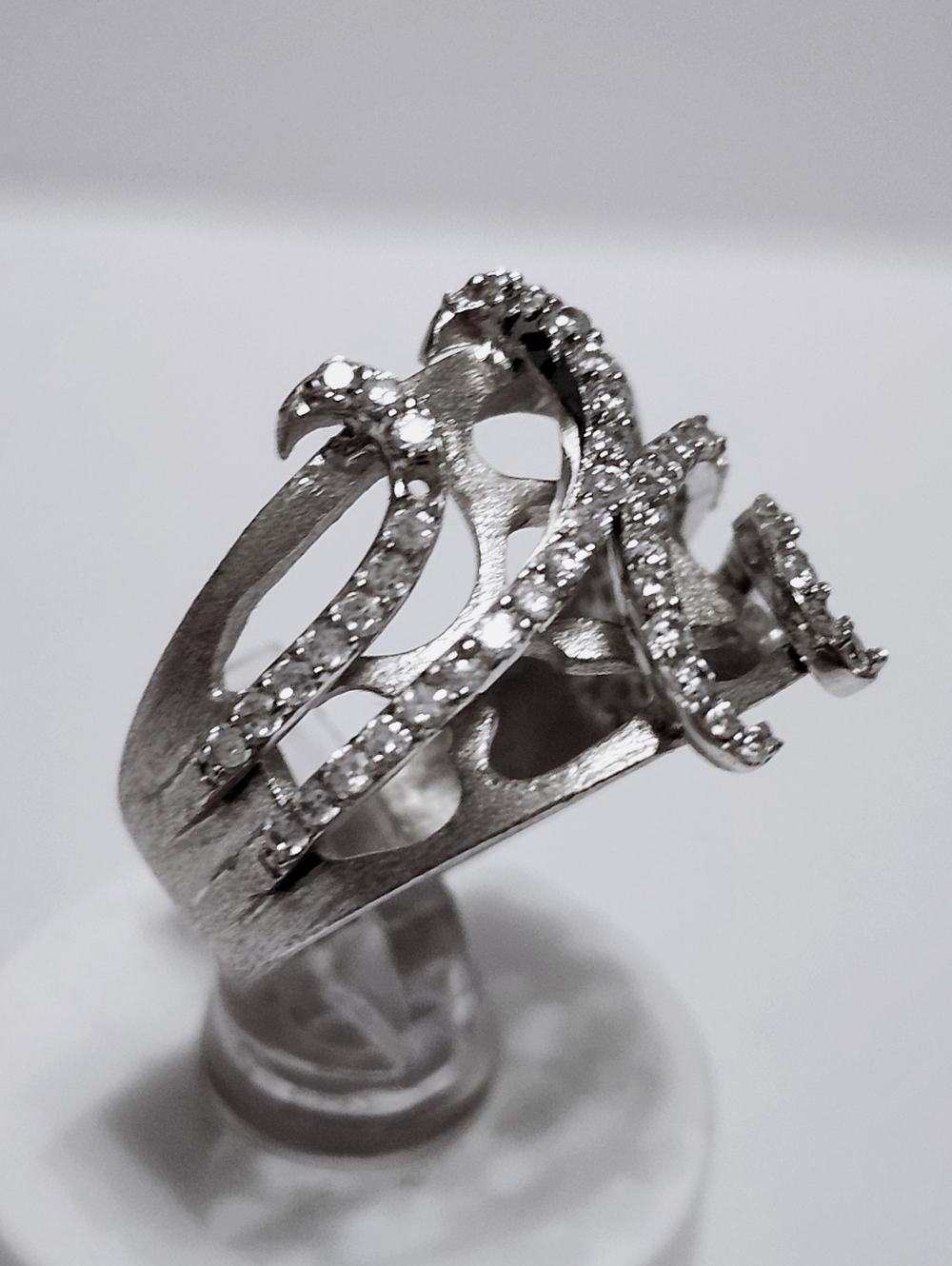 Sterling Silver Wide Unique RING size 6 one stone missing - Picture 4 of 9